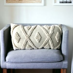 MADE IN INDIA diamond trellis accent pillow 14x28